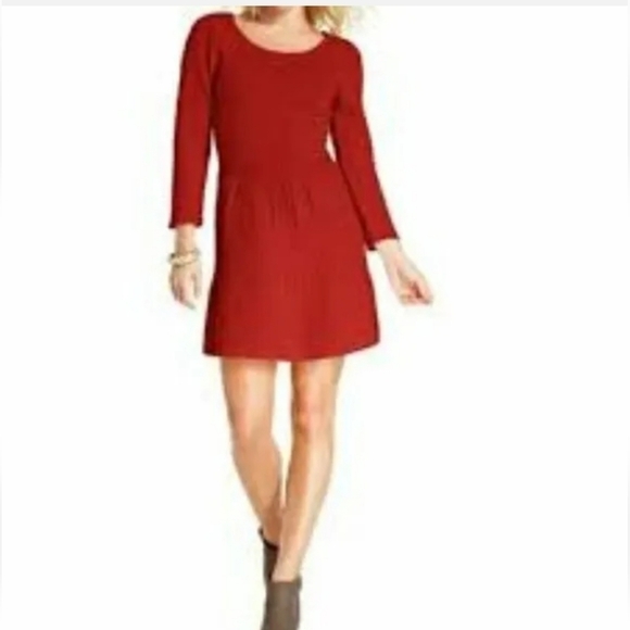 Jessica Simpson~Size L~Red Twxtured Chili Pepper Sweater LS Dress Unlined NWT. - Picture 1 of 9